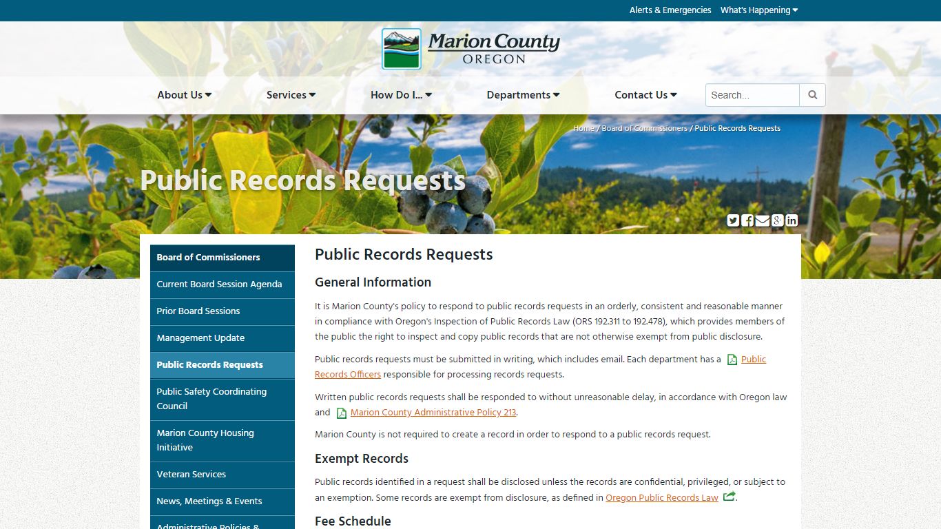 Public Records Requests - Marion County, Oregon